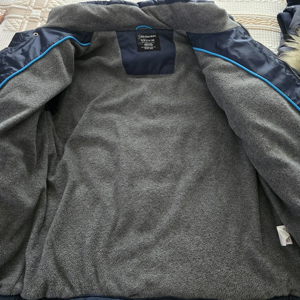 Calvin Klein Boys Hooded Blue Puffer Jacket Size L/G 14-16